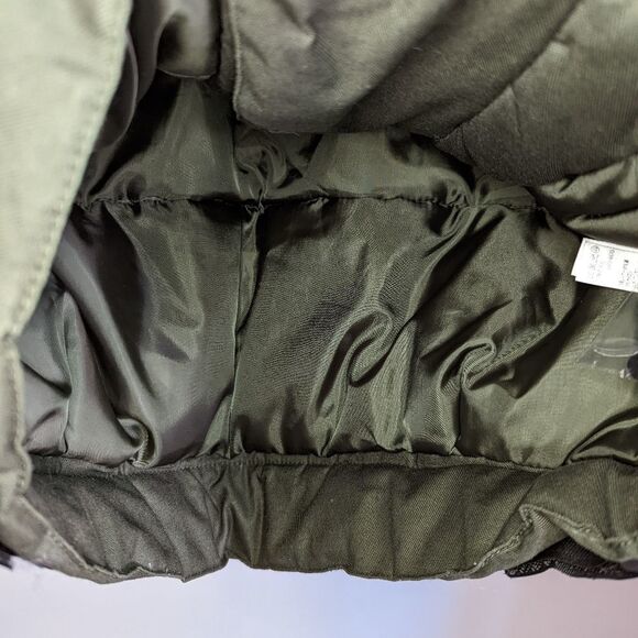 Topshop Green & Black Faux Fur Collar Oversized Zipper Front Bomber Jacket Sz 4 - Picture 6 of 14